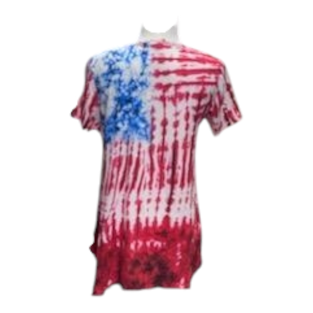 89th & Madison Red White and Blue Asymmetrical Short Sleeve Top - Picture 5 of 6